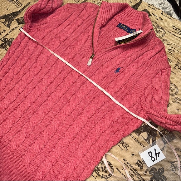 Polo Ralph Lauren NWT! Men'S Old Pink Cable-Knit Cotton Quarter-Zip Sweater - Picture 13 of 15